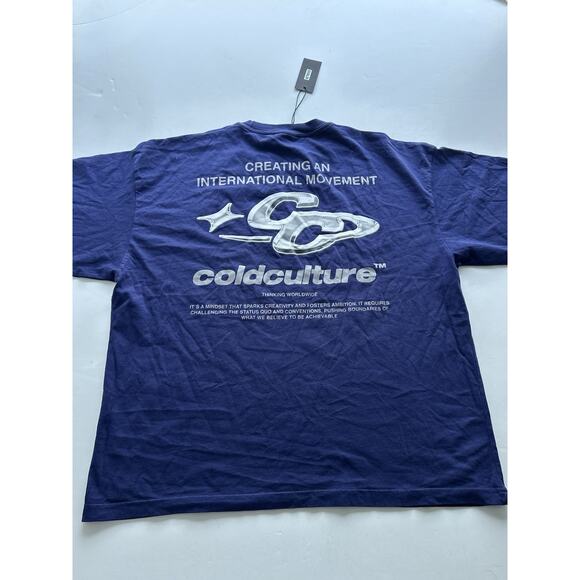 NWT Cold Culture Unisex Sparkly Tee Shirt Cosmic Blue Large - Picture 1 of 4